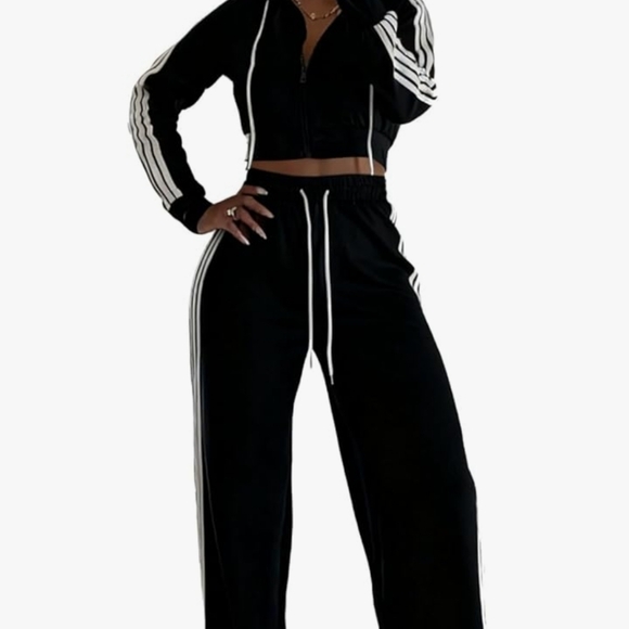 Black Stripe Tracksuit Set | Y2K Streetwear Athleisure | XL - Picture 2 of 12